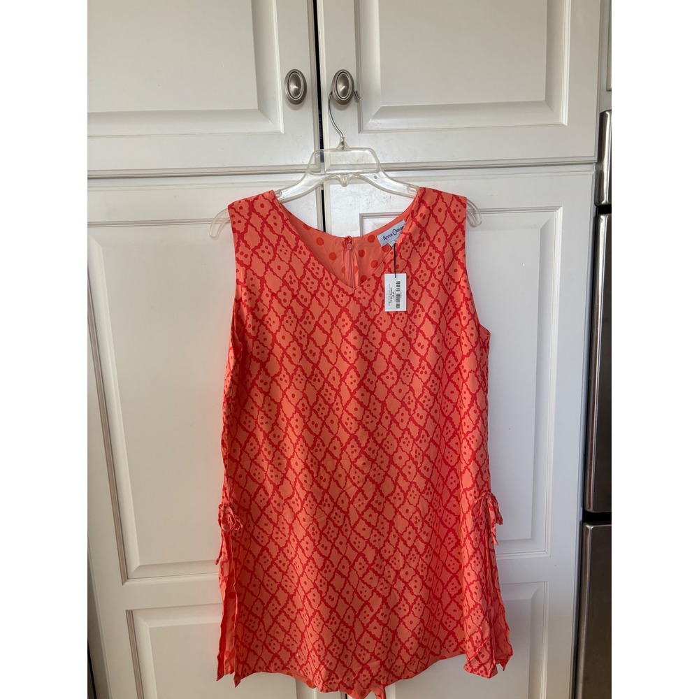 Anna Ocean Harper Romper Coral Red Geometric Polka Dot Sleeveless Large NWT
